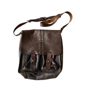 Patricia Nash Brown Leather Studded Satchel Bag